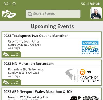 RTRT.me mobile app home
